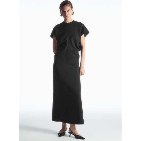 COS Women's Spiral Seam Maxi Dress Size 8 In Black - Picture 1 of 12